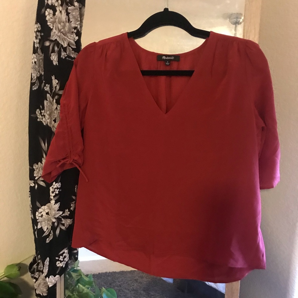 Madewell • Red 100% Silk Blouse